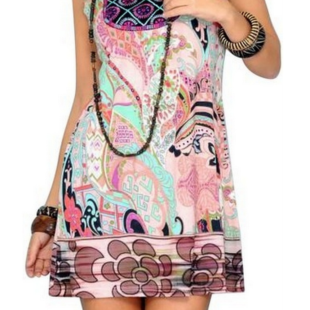 Sexy Knit Cotton Floral Color Block Pencil Dress